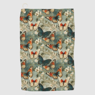 Colourful Vintage Butterflies and Flowers (5) Golf Towel