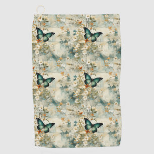 Colourful Vintage Butterflies and Flowers (6) Golf Towel