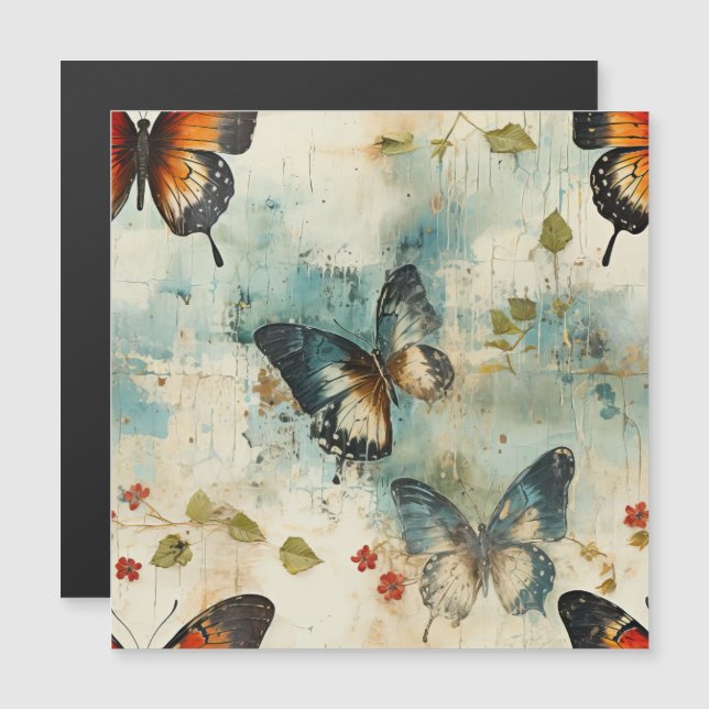 Colourful Vintage Butterflies and Flowers (7) (Front/Back)