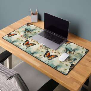 Colourful Vintage Butterflies and Flowers (7) Desk Mat