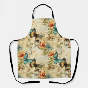 Colourful Vintage Butterflies and Flowers (8) Apron