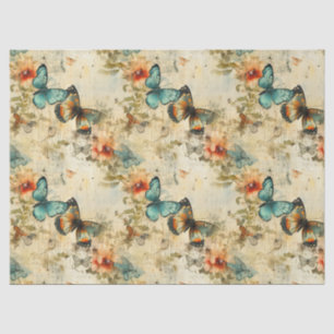 Colourful Vintage Butterflies and Flowers (8) Tissue Paper
