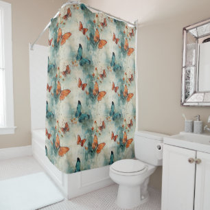 Colourful Vintage Butterflies and Flowers (9) Shower Curtain