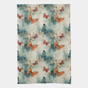 Colourful Vintage Butterflies and Flowers (9) Tea Towel