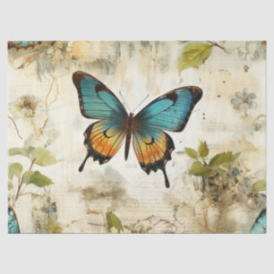 Colourful Vintage Butterflies and Flowers Tissue Paper