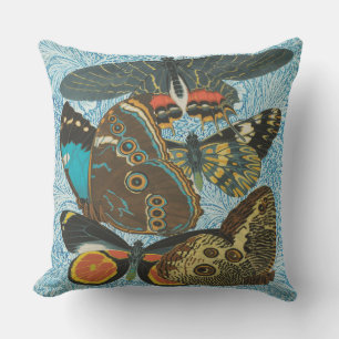 Colourful Vintage Butterfly Botanical Art Cushion