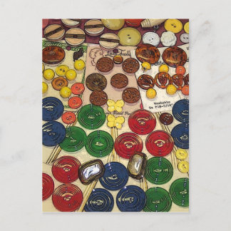 Colourful Vintage Buttons Stylised Postcard