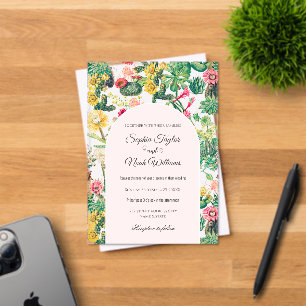 Colourful Vintage Cactus Collection Acrylic Invitations