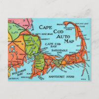 Colourful Vintage Cape Cod Map