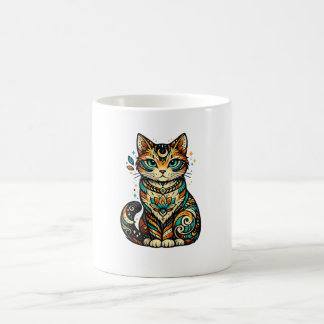 Colourful Vintage Cat Mug – Cute Whimsical Cat Lov