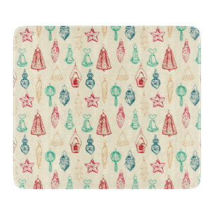 Colourful Vintage Christmas decorations hand drawn Cutting Board