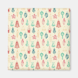 Colourful Vintage Christmas decorations hand drawn Magnet