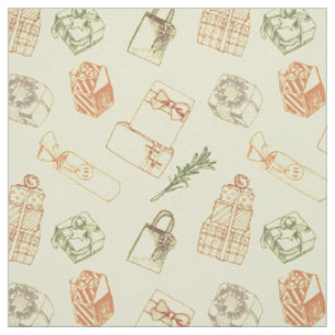 Colourful vintage christmas gift box pattern fabric