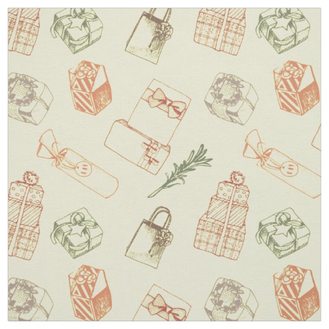 Colourful vintage christmas  gift box pattern fabric (Swatch)