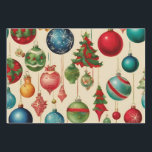 Colourful Vintage Christmas Hanging Ornaments  Wrapping Paper Sheet<br><div class="desc">Christmas ornaments</div>