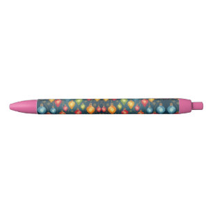 Colourful, vintage Christmas lights decor Black Ink Pen