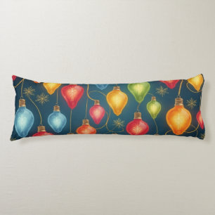 Colourful, vintage Christmas lights decor Body Cushion
