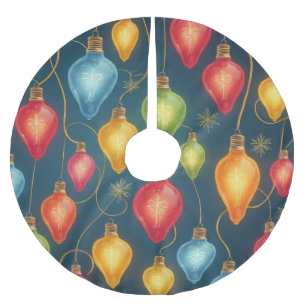 Colourful, vintage Christmas lights decor Brushed Polyester Tree Skirt