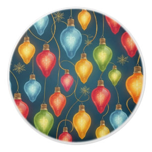 Colourful, vintage Christmas lights decor Ceramic Knob