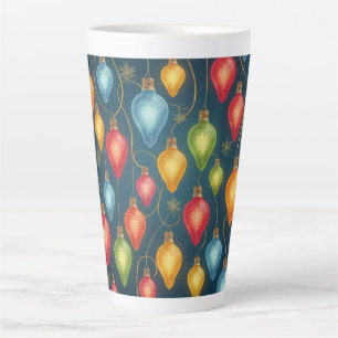 Colourful, vintage Christmas lights decor Latte Mug
