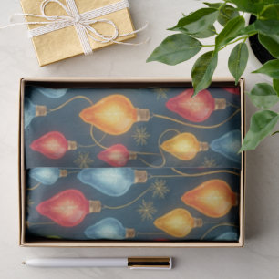 Colourful, vintage Christmas lights decor Tissue Paper