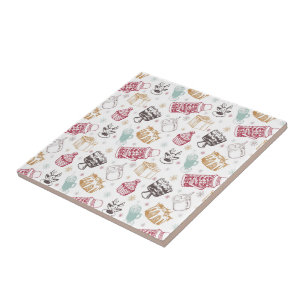 Colourful vintage christmas pattern ceramic tile