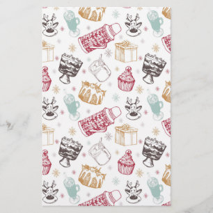 Colourful vintage christmas pattern stationery