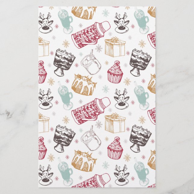 Colourful vintage christmas pattern stationery (Front)