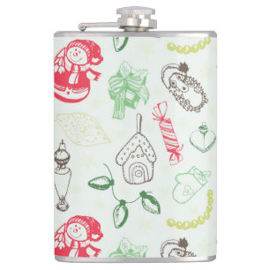 Colourful vintage christmas snowman hip flask