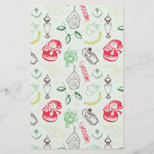 Colourful vintage christmas snowman stationery
