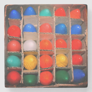 Colourful Vintage Christmas Tree Light Bulbs Stone Coaster