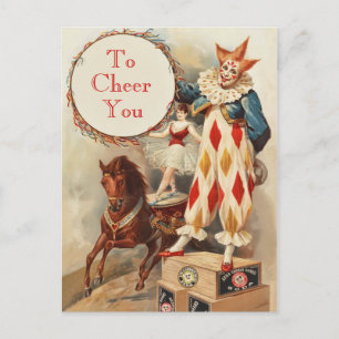 Colourful Vintage Circus Clown Postcard