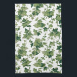 Colourful Vintage Climbing Ivy Tea Towel<br><div class="desc">Pretty and clean botanical print featuring climbing ivy leaves and vines in light and dark green on a white background.</div>