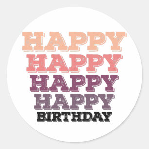colourful vintage distressed happy birthday gift classic round sticker