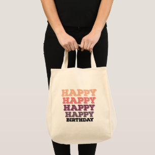 colourful vintage distressed happy birthday gift tote bag