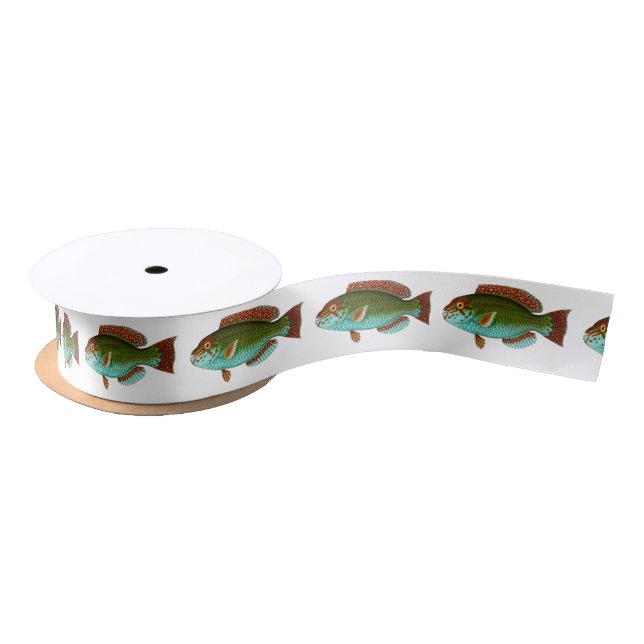 Colourful Vintage Fish Satin Ribbon (Spool)