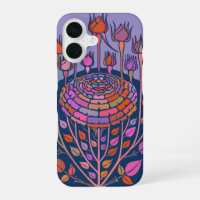 Colourful Vintage Floral Art in Purple and Blue