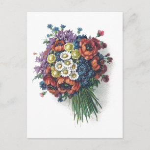 Colourful Vintage Floral Bouquet Postcard