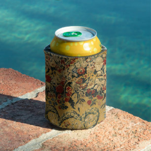 Colourful Vintage Floral Carpet Pattern Can Cooler