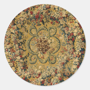 Colourful Vintage Floral Carpet Pattern Classic Round Sticker