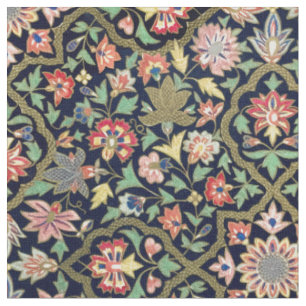 Colourful Vintage Floral Indian Mandala Pattern Fabric