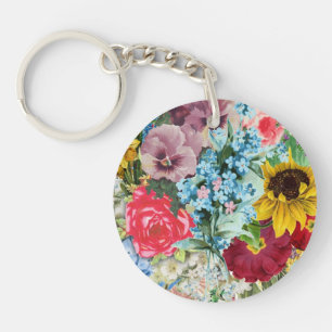 Colourful Vintage Floral Key Ring