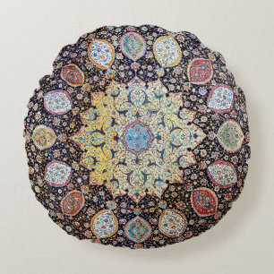 Colourful Vintage Floral Mandala Persian Rug Round Cushion