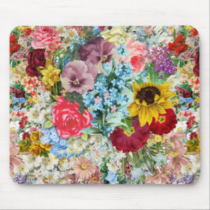 Colourful Vintage Floral Mouse Pad