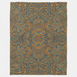 Colourful Vintage Floral Paisley Fleece Blanket
