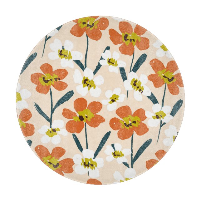 Colourful, vintage floral pattern. cutting board (Front)