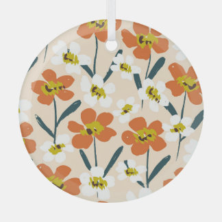 Colourful, vintage floral pattern. glass tree decoration