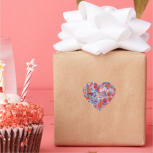 Colourful vintage floral pattern heart sticker