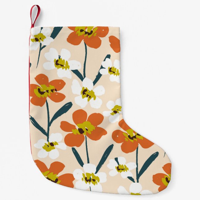 Colourful, vintage floral pattern. small christmas stocking (Front)