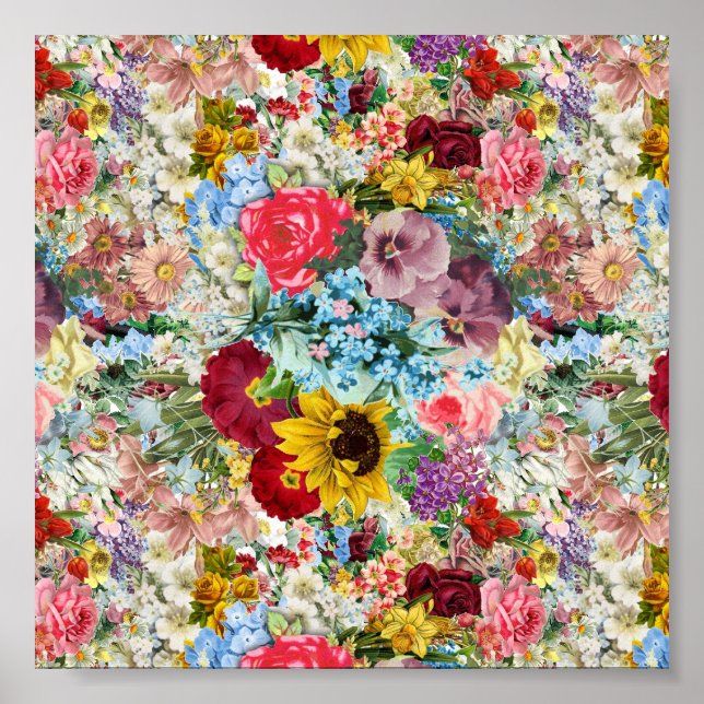 Colourful Vintage Floral Poster (Front)